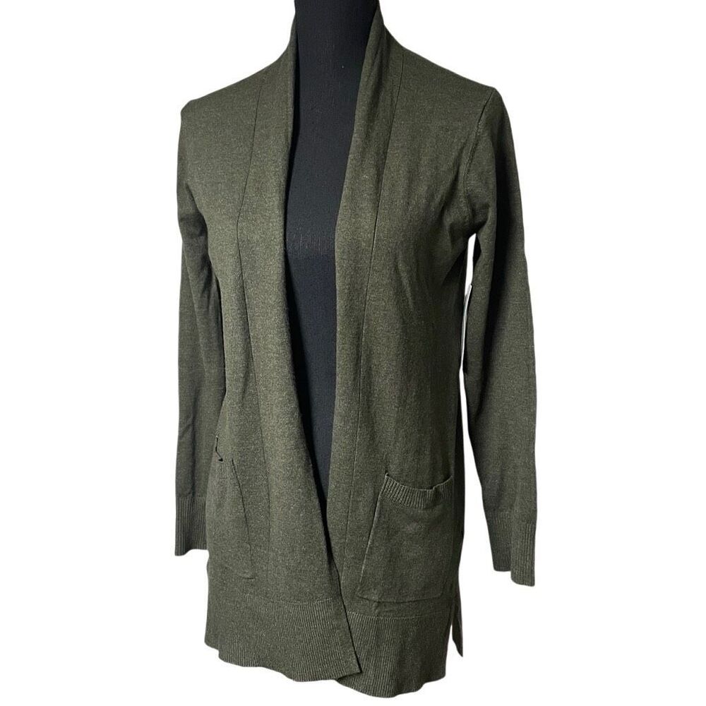 Pink Clover Olive Green Open Front Cardigan XS